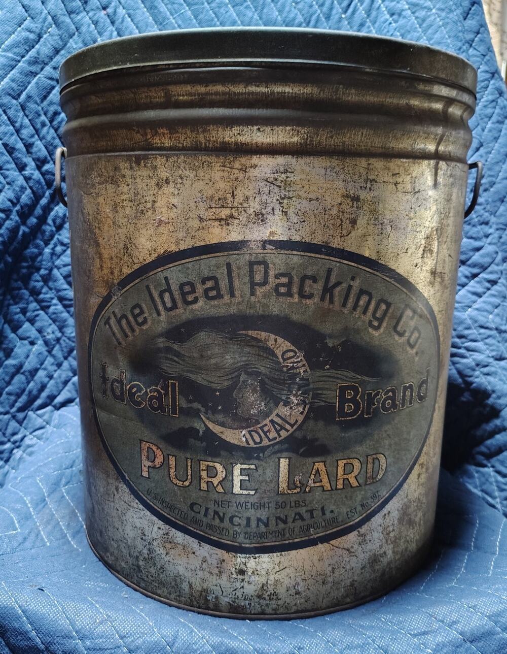 Vintage 50 lb Metal LARD tin